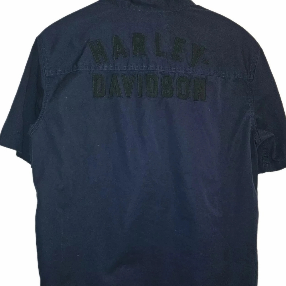 Harley Davidson Men’s M Quarter Zip With Pockets Navy Blue 1/4 Zip Shirt